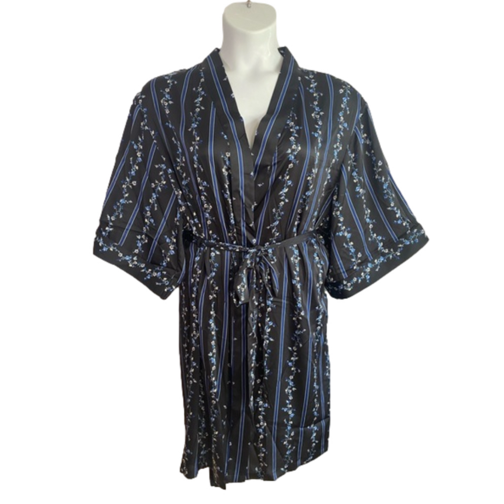 City Chic Black & Blue Floral Stripe Azaria Robe NWT Size 16 SKU0550, SKU0551